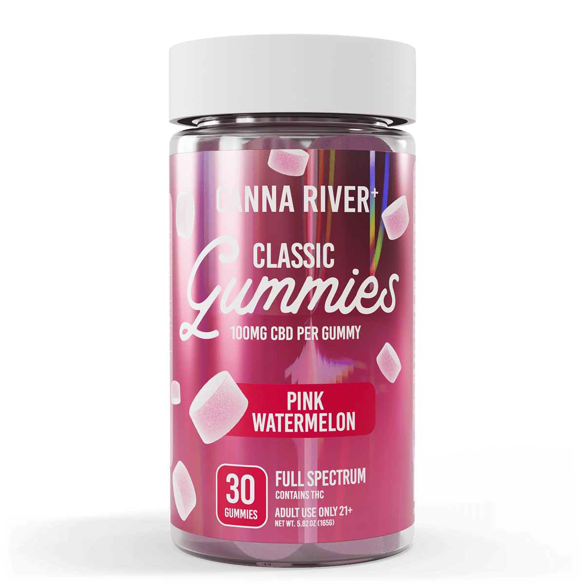 CBD Classic Gummies Gummy Canna River Full Spectrum (Contains THC) Pink Watermelon 100mg CBD per Gummy / 30 Gummies