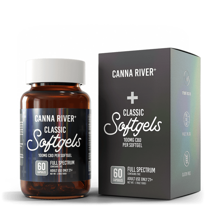 CBD Classic Softgels Softgel Canna River Full Spectrum (Contains THC) 100mg CBD per Softgel / 60 Softgels 0.5mL