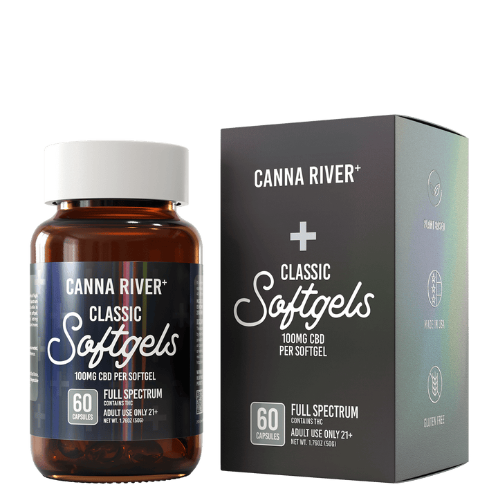 CBD Classic Softgels Softgel Canna River Full Spectrum (Contains THC) 100mg CBD per Softgel / 60 Softgels 0.5mL