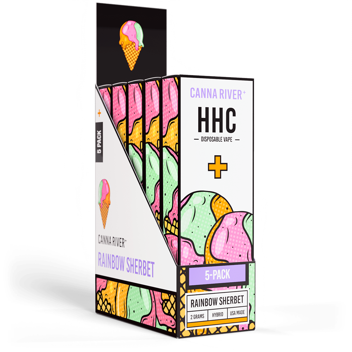 HHC Disposable Vape Canna River HHC Rainbow Sherbet 2 Grams / 5 Units