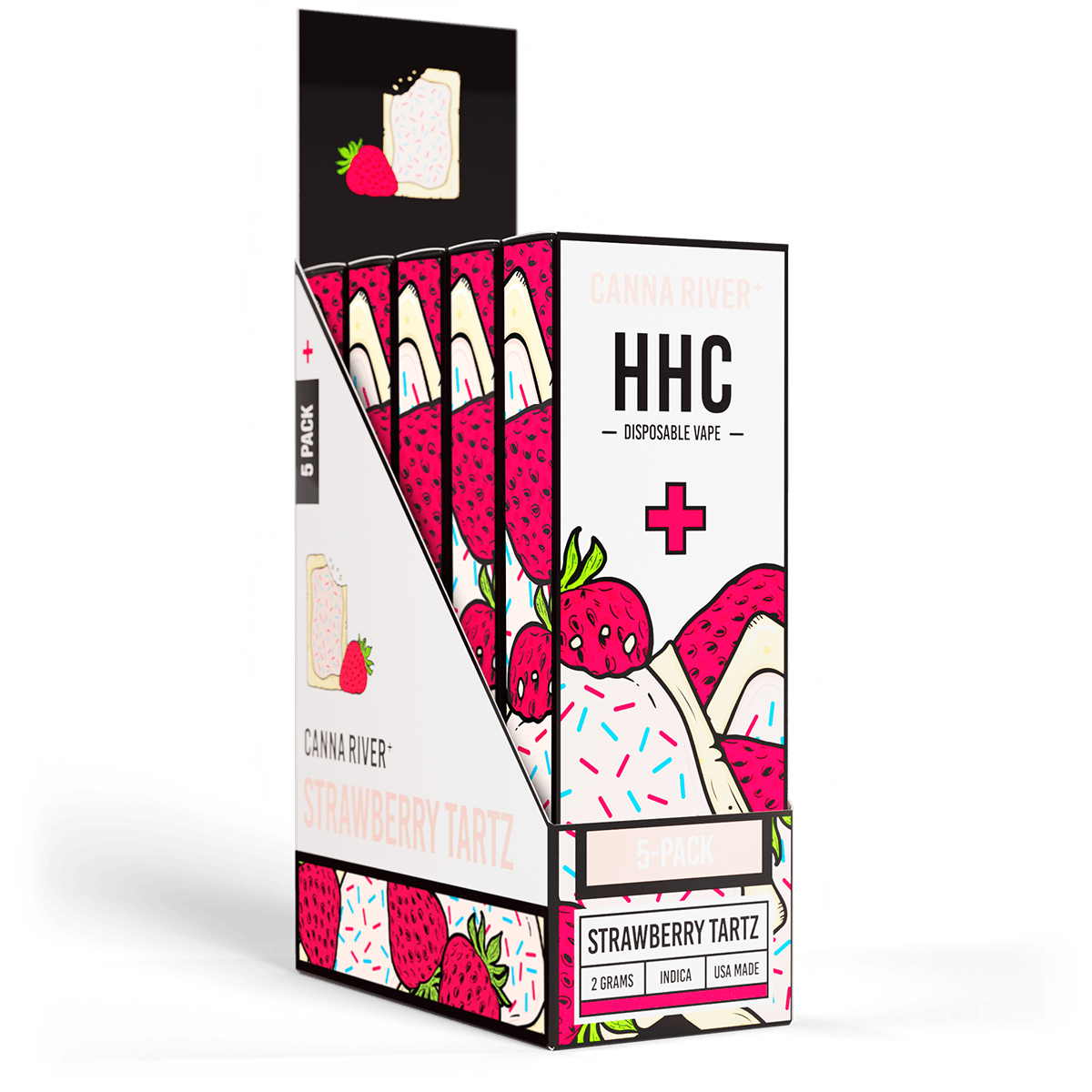 HHC Disposable Vape Canna River HHC Strawberry Tartz 2 Grams / 5 Units