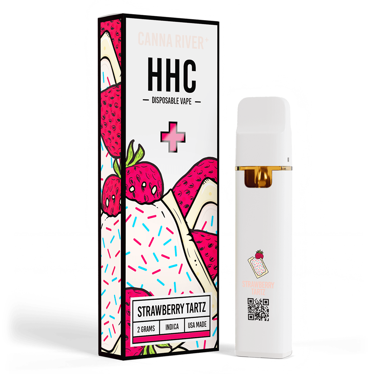 HHC Disposable Vape Canna River HHC Strawberry Tartz 2 Grams / 1 Unit