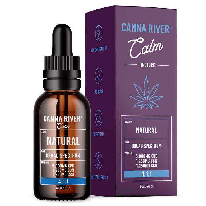 CBD/CBN/CBG Calm Tincture Tincture Canna River Broad Spectrum (THC Free) Natural 5000mg CBD + 1250mg CBN + 1250mg CBG / 60mL