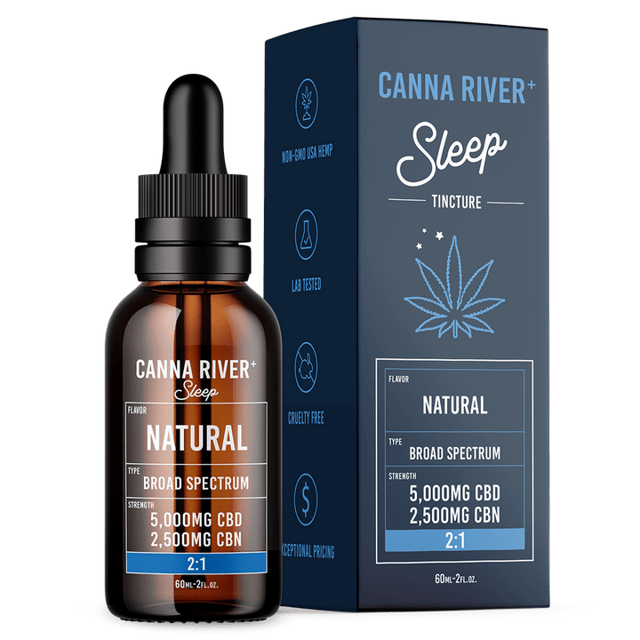 CBD/CBN Sleep Tincture Tincture Canna River Broad Spectrum (THC Free) Natural 5000mg CBD + 2500mg CBN / 60mL