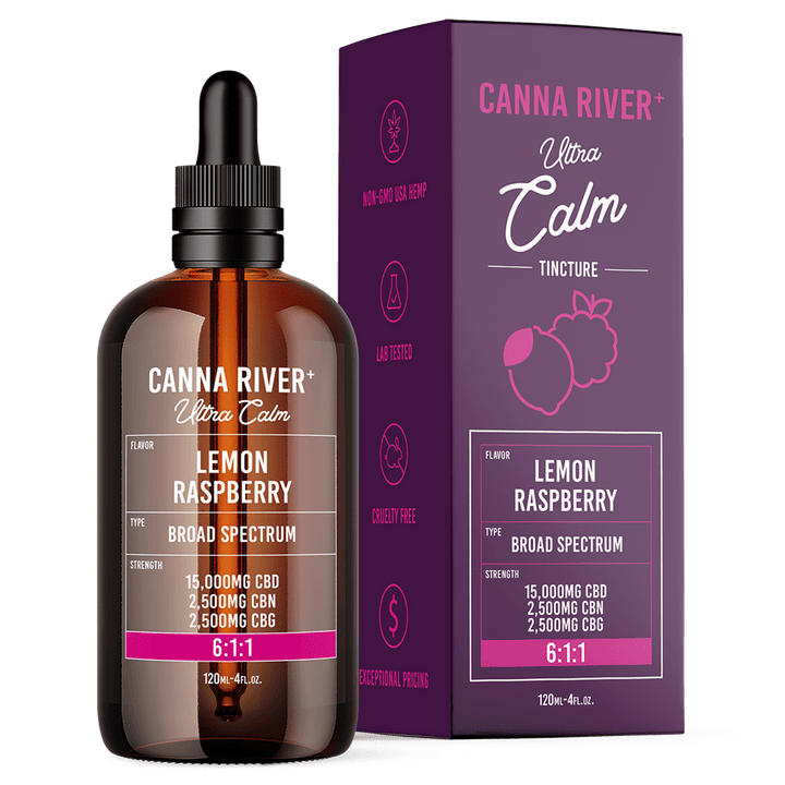 CBD/CBN/CBG Ultra Calm Tincture Tincture Canna River Broad Spectrum Lemon Raspberry 15000mg CBD + 2500mg CBN + 2500mg CBG / 120mL