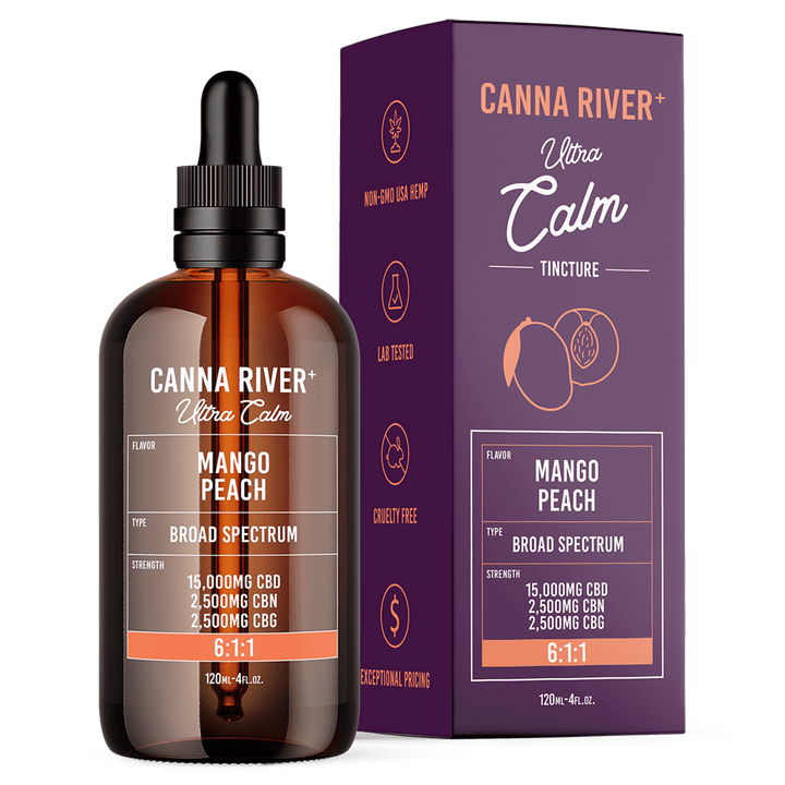 CBD/CBN/CBG Ultra Calm Tincture Tincture Canna River Broad Spectrum Mango Peach 15000mg CBD + 2500mg CBN + 2500mg CBG / 120mL