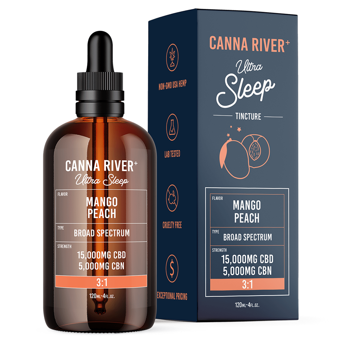 CBD/CBN Ultra Sleep Tincture Tincture Canna River Broad Spectrum Mango Peach 15000mg CBD + 5000mg CBN / 120mL