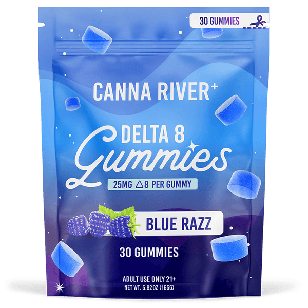 D8 Gummy Gummy Canna River Delta 8 THC Blue Razz 25mg D8 per Gummy / 30 Gummies