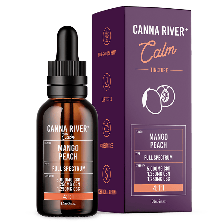 CBD/CBN/CBG Calm Tincture Tincture Canna River Full Spectrum Mango Peach 5000mg CBD + 1250mg CBN + 1250mg CBG / 60mL