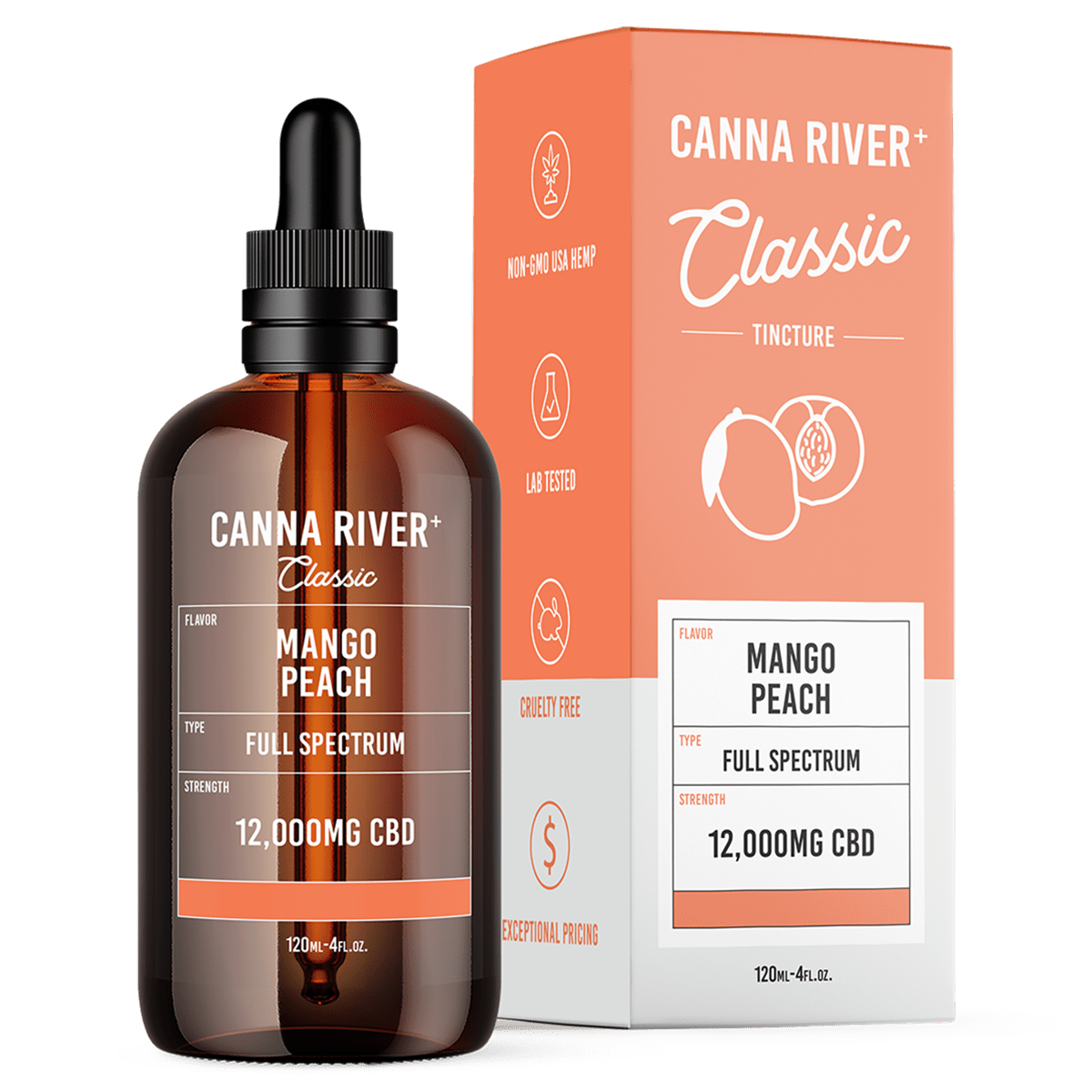 CBD Classic Tincture Tincture Canna River Full Spectrum Mango Peach 12000mg CBD / 120mL