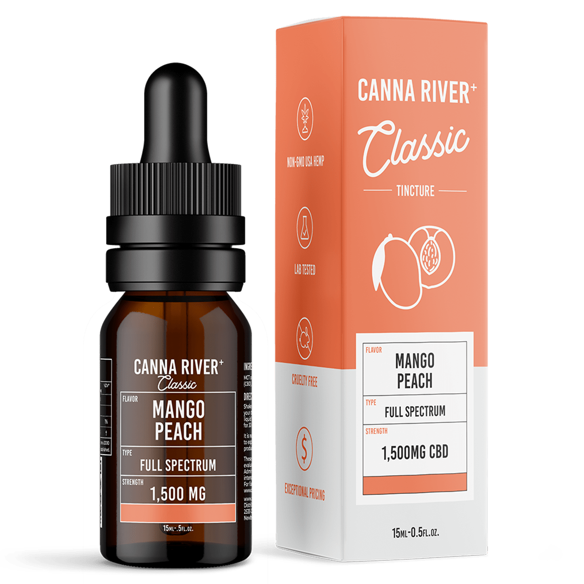 CBD Classic Tincture Tincture Canna River Full Spectrum Mango Peach 1500mg CBD / 15mL