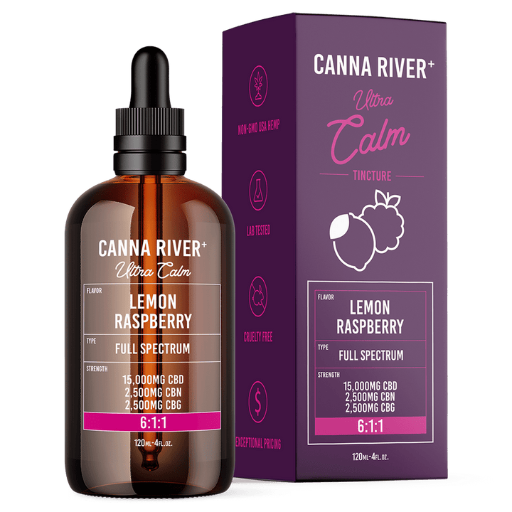 CBD/CBN/CBG Ultra Calm Tincture Tincture Canna River Full Spectrum Lemon Raspberry 15000mg CBD + 2500mg CBN + 2500mg CBG / 120mL