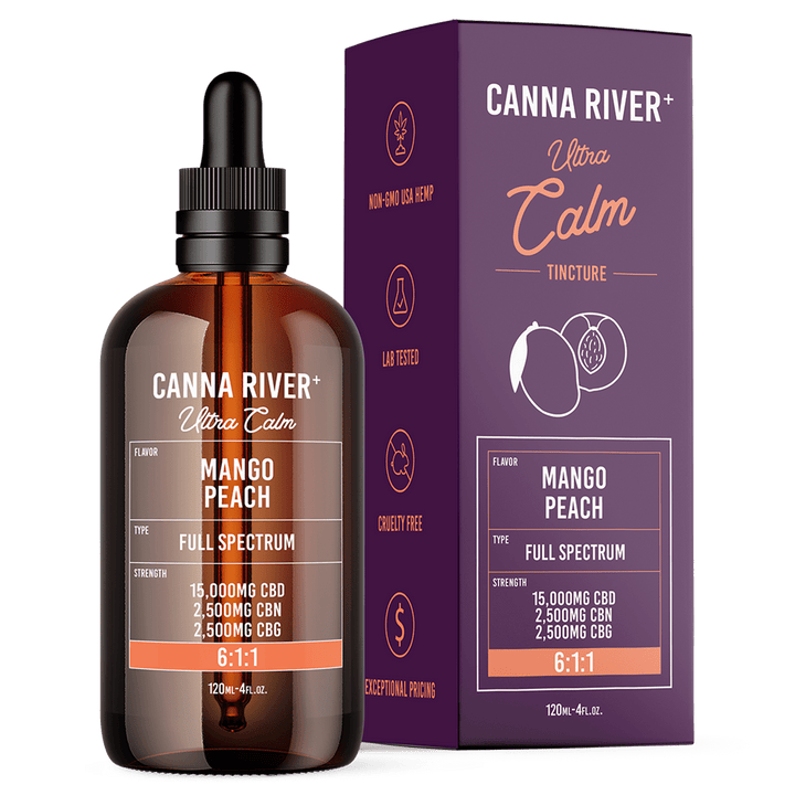 CBD/CBN/CBG Ultra Calm Tincture Tincture Canna River Full Spectrum Mango Peach 15000mg CBD + 2500mg CBN + 2500mg CBG / 120mL