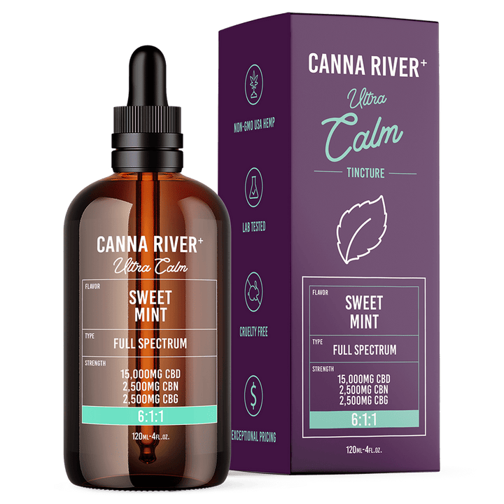 CBD/CBN/CBG Ultra Calm Tincture Tincture Canna River Full Spectrum Sweet Mint 15000mg CBD + 2500mg CBN + 2500mg CBG / 120mL