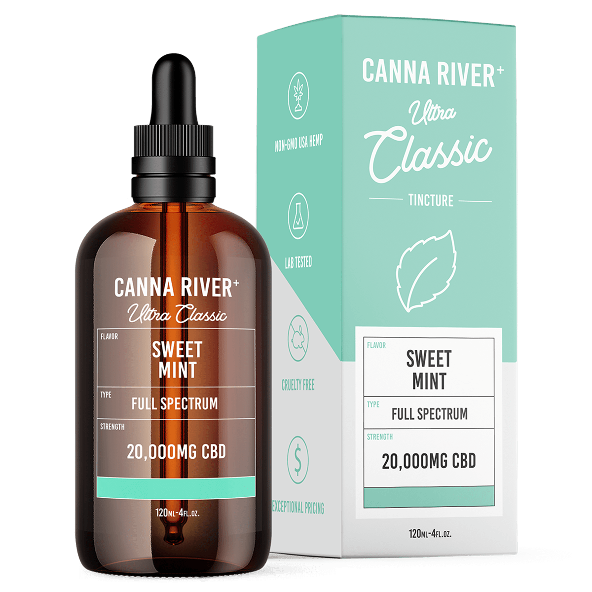 CBD Ultra Classic Tincture Tincture Canna River Full Spectrum Sweet Mint 20000mg CBD / 120mL