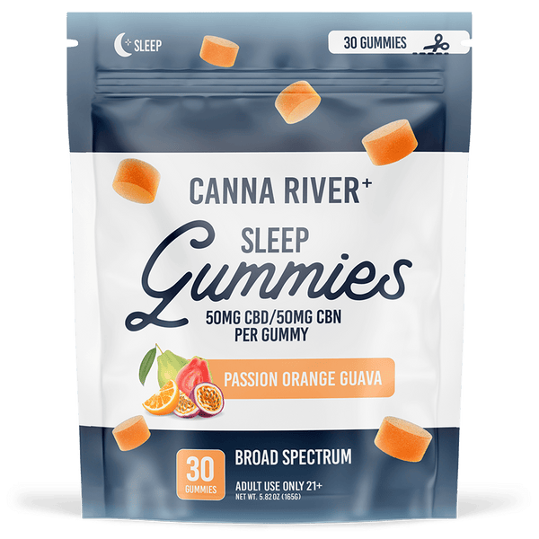 CBD/CBN Sleep Gummies Gummy Canna River Broad Spectrum (THC Free) Passion Orange Guava 50mg CBD + 50mg CBN per Gummy / 30 Gummies