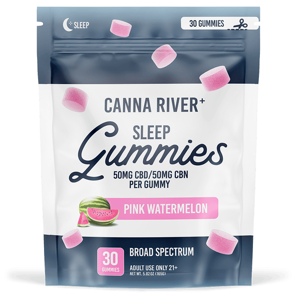 CBD/CBN Sleep Gummies Gummy Canna River Broad Spectrum (THC Free) Pink Watermelon 50mg CBD + 50mg CBN per Gummy / 30 Gummies
